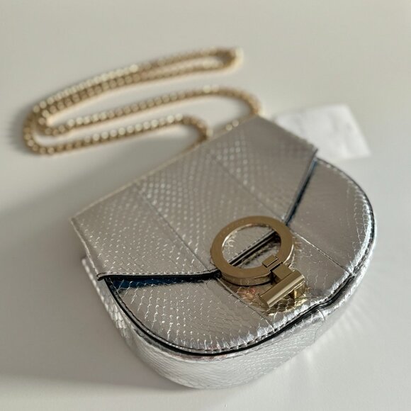 SANDRO Paris Silver Gold Crossbody Pepita Bag - Picture 1 of 7